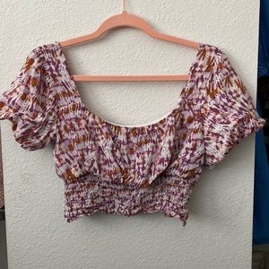 pink cropped top